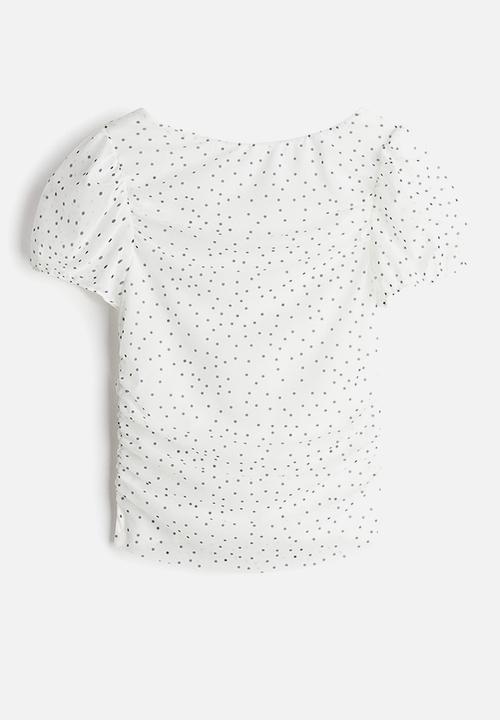 H&M - Draped top - white/spotted
