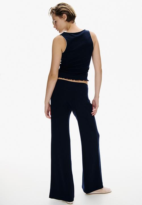 H&M - Pointelle jersey trousers - navy blue