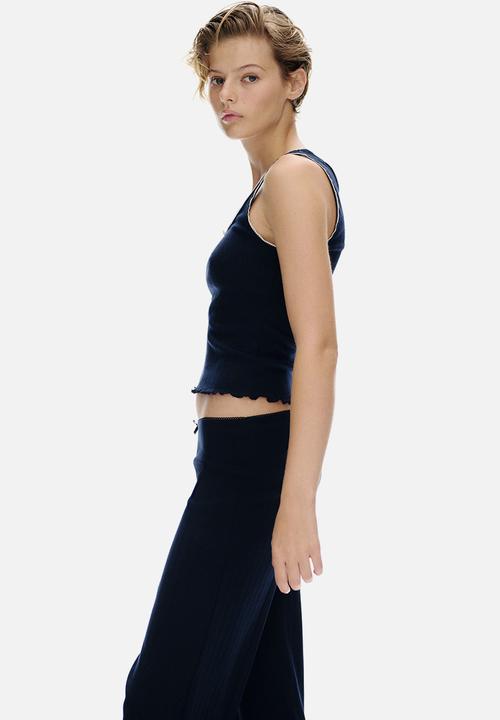 H&M - Pointelle jersey trousers - navy blue