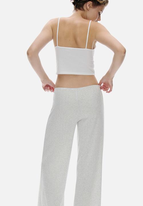H&M - Pointelle jersey trousers - light grey marl