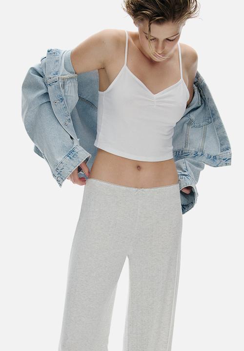 H&M - Pointelle jersey trousers - light grey marl