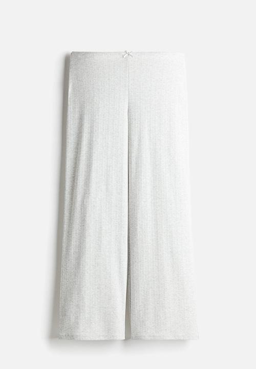 H&M - Pointelle jersey trousers - light grey marl