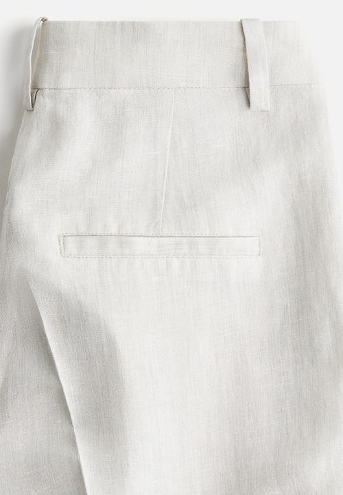 H&M - Wide linen-blend trousers - light grey