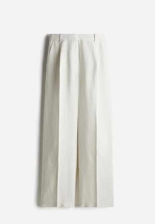 H&M - Wide linen-blend trousers - light grey