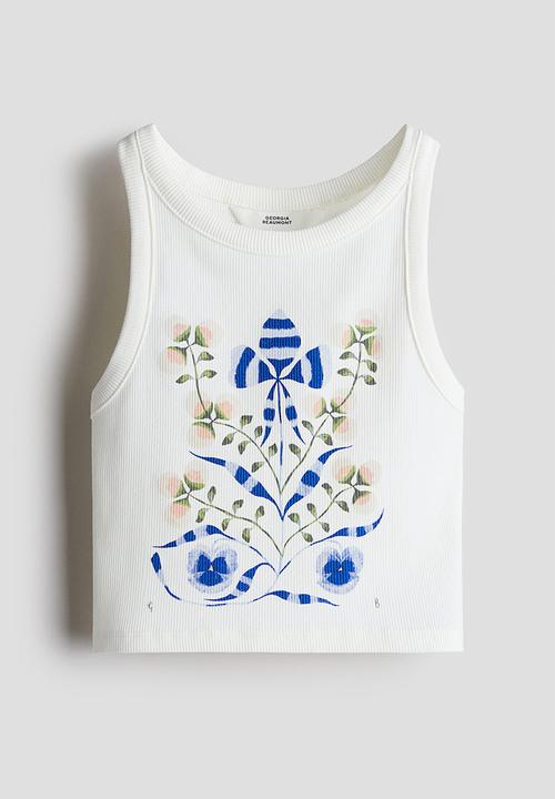 H&M - Printed vest top - white flowers
