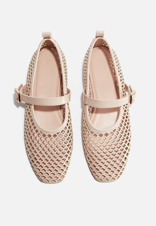 H&M - Perforated mary jane ballet pumps - light beige