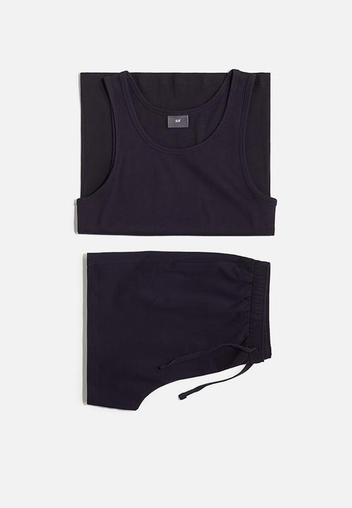 H&M - Cotton pyjama vest top and shorts - blue
