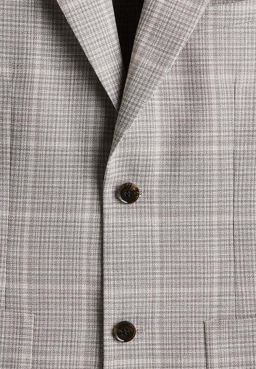 H&M - Regular fit single-breasted jacket -  beige/checked
