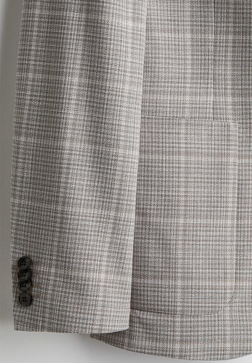 H&M - Regular fit single-breasted jacket -  beige/checked