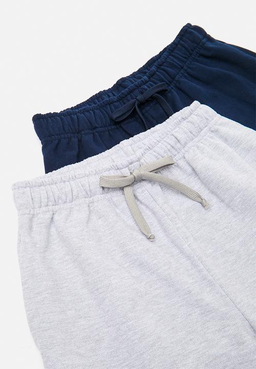 Pop Candy - 2 pack drawstring sweatshorts - navy/light grey