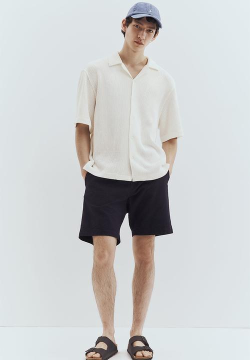 H&M - Loose fit ribbed resort shirt - white