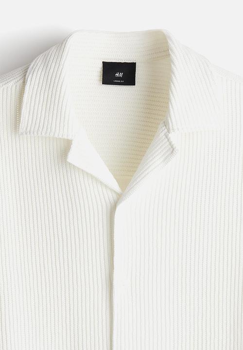 H&M - Loose fit ribbed resort shirt - white