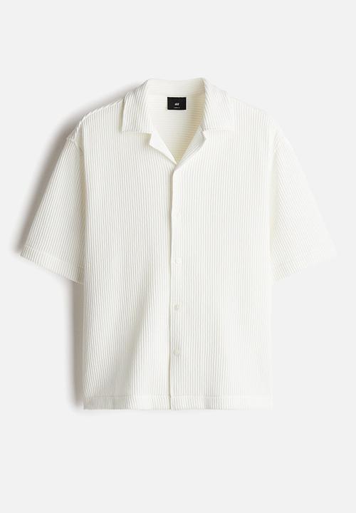 H&M - Loose fit ribbed resort shirt - white