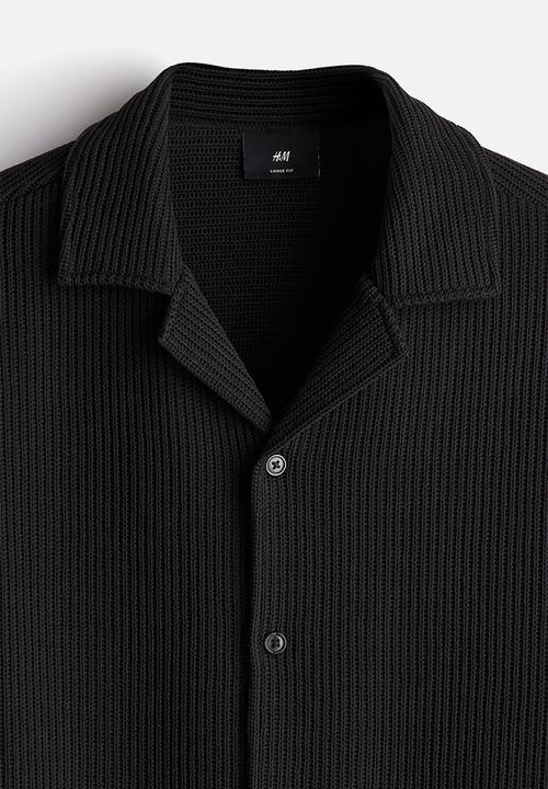 H&M - Loose fit ribbed resort shirt - black
