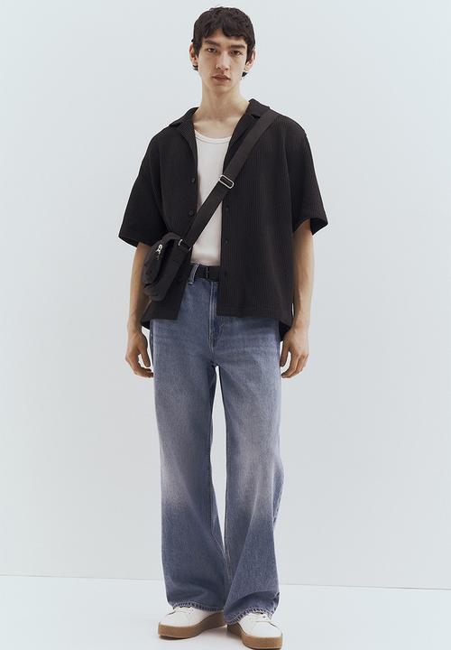 H&M - Loose fit ribbed resort shirt - black