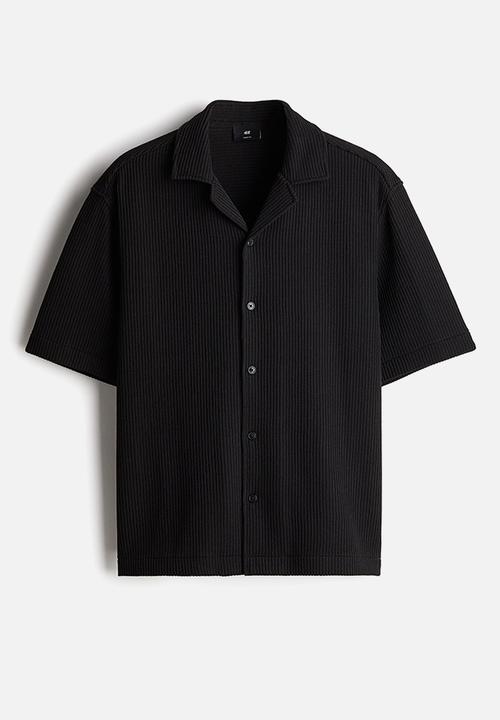H&M - Loose fit ribbed resort shirt - black