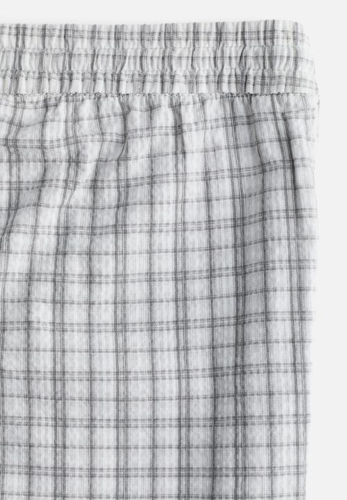 H&M - Seersucker drawstring trousers -  grey/checked 