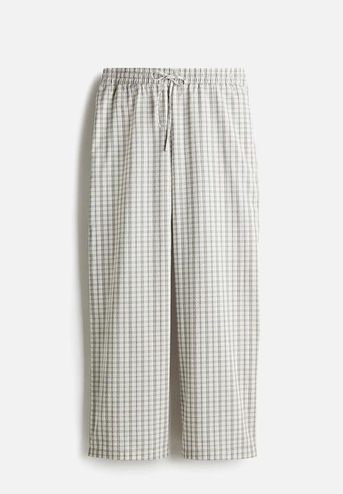 H&M - Seersucker drawstring trousers -  grey/checked 