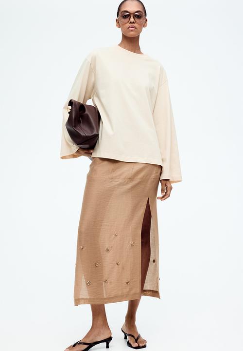 H&M - Loose-fit cotton top - light apricot