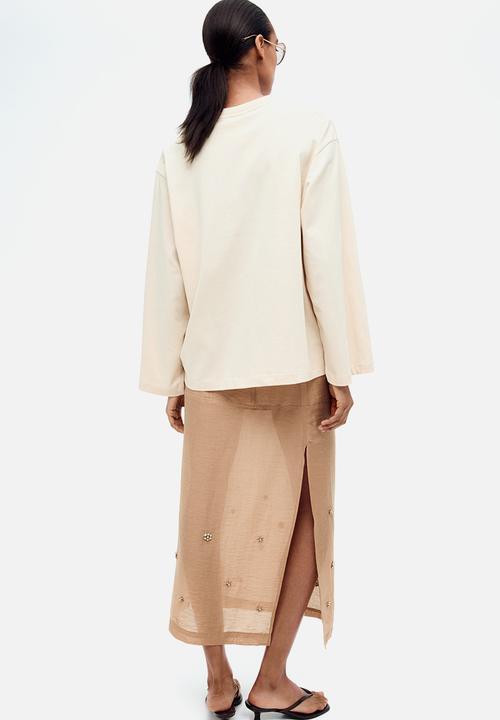 H&M - Loose-fit cotton top - light apricot