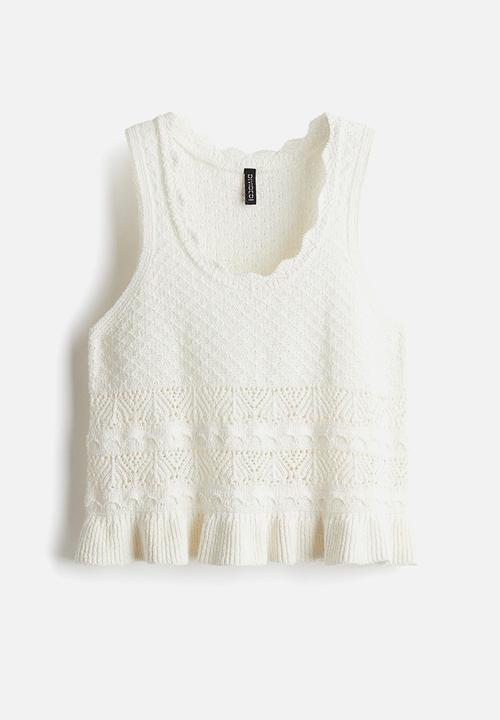 H&M - Crochet-look vest top - white