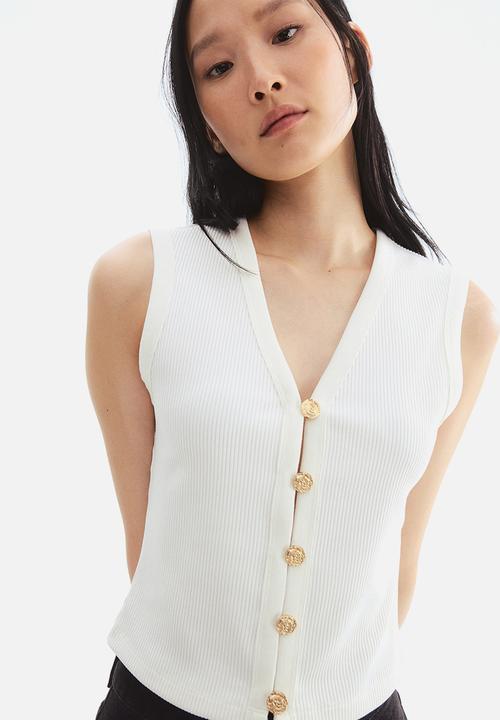 H&M - Rib-knit waistcoat - white