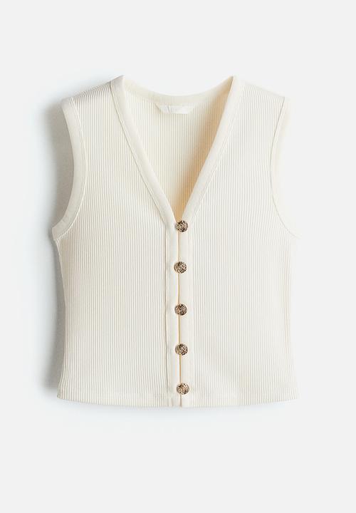 H&M - Rib-knit waistcoat - white