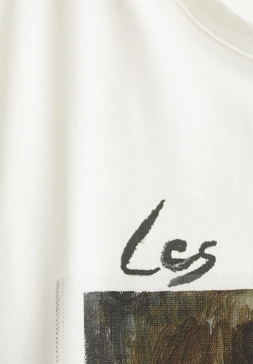 H&M - Oversized printed T-shirt -white/les poémes