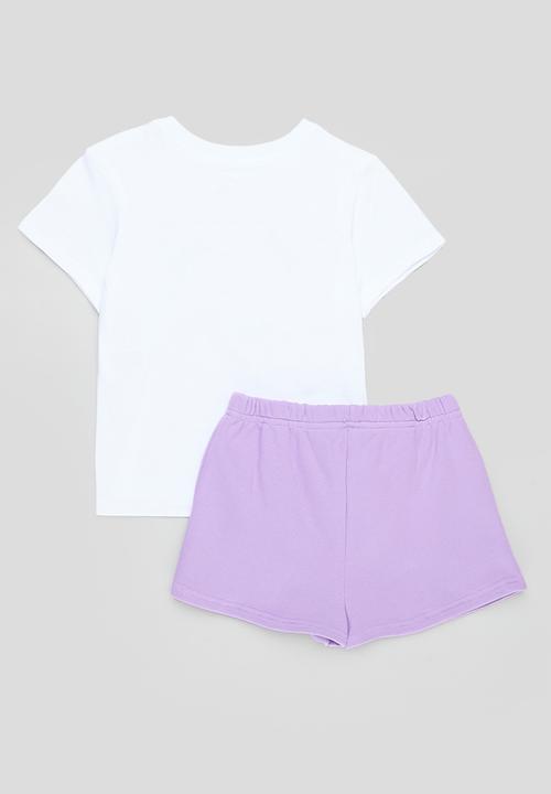 Pop Candy - Fruit festival placement print tee with shorts - white/lilac