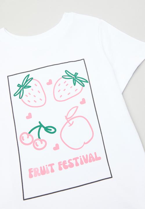 Pop Candy - Fruit festival placement print tee with shorts - white/lilac