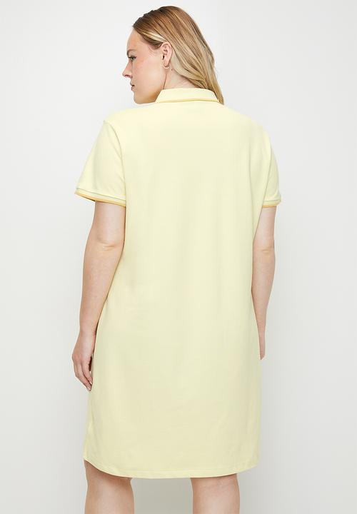POLO - Plus wmn leah ss golfer dress - soft yellow