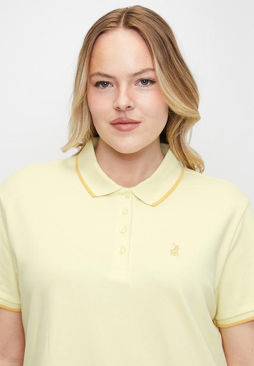 POLO - Plus wmn leah ss golfer dress - soft yellow
