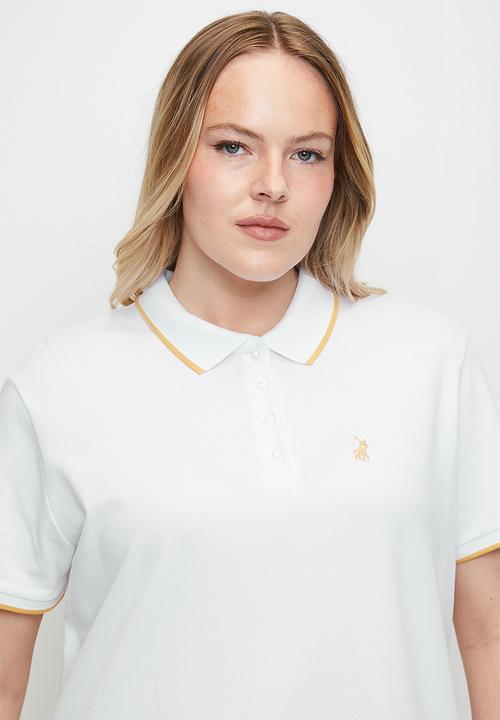 POLO - Plus wmn leah ss golfer dress - white