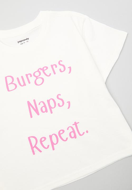Pop Candy - Slogan pj tee with shorts - white/pink/leopard print