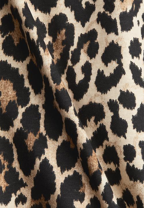 H&M - Oversized T-shirt - light beige/leopard print