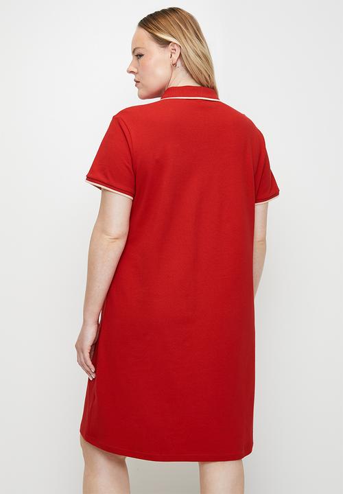 POLO - Plus wmn leah ss golfer dress - red