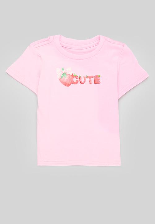 Pop Candy - 2 packs slogan & placement print tee - pink/white/cute