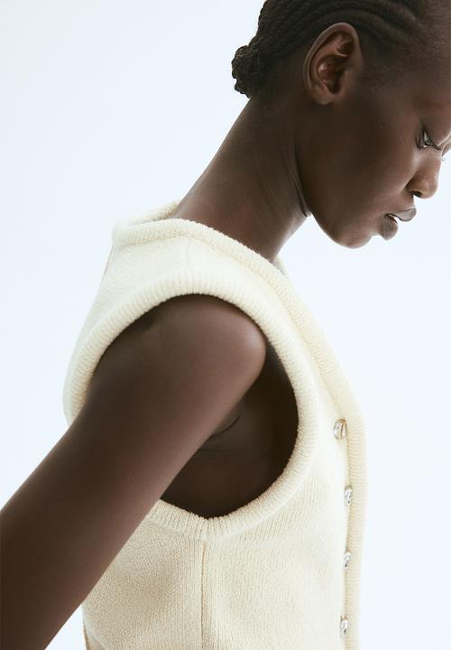H&M - Knitted waistcoat -  light beige