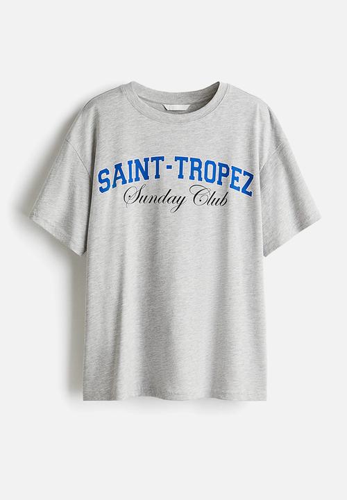H&M - Oversized T-shirt - light grey marl/saint-tropez 