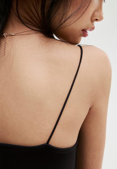 H&M - Draped slip dress - black