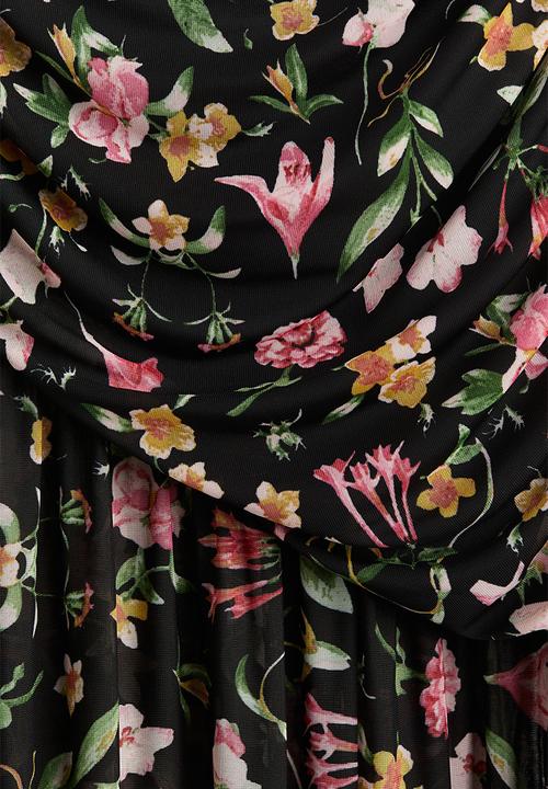 H&M - Draped bandeau dress - black/floral