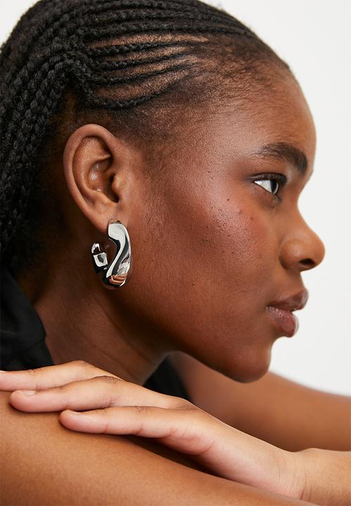 Tessa Design - Iris chunky hoop earrings-silver