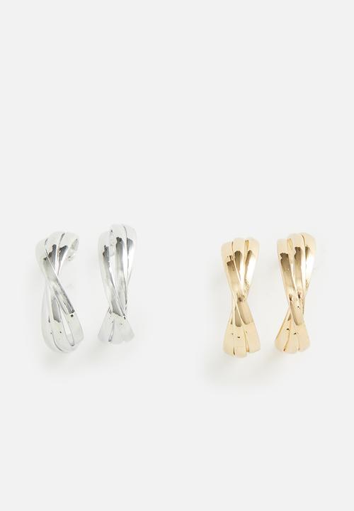 Tessa Design - Bronwyn triple hoop studded earrings - multi