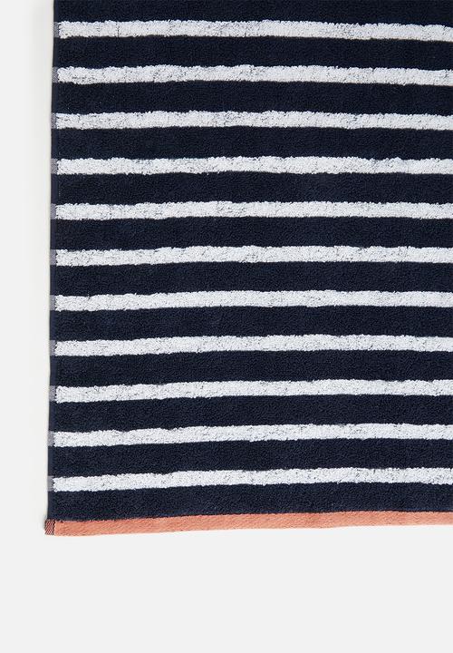 Imperial stripe bath sheet - navy