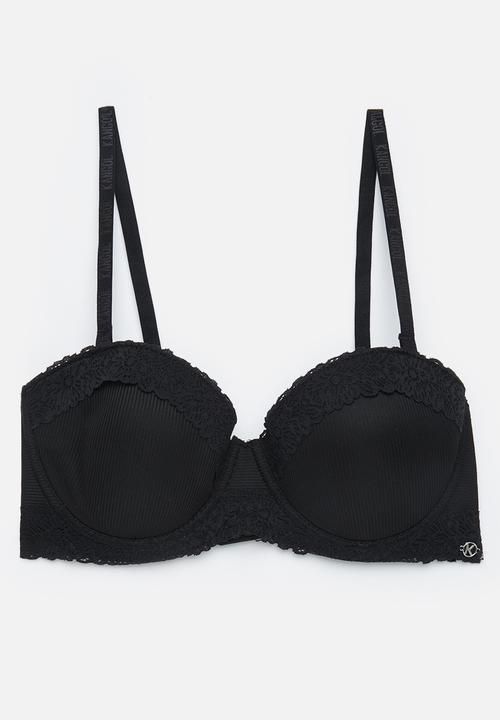 KANGOL - 2 pack multiway lace trim bra - milk/black