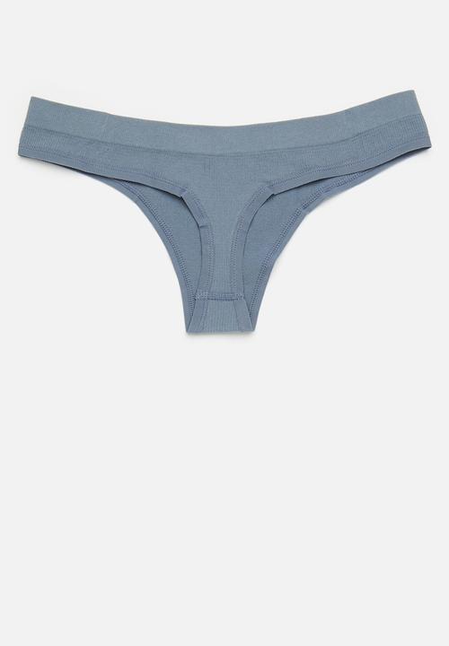 KANGOL - 3 pack seamless ribbed thong - raspberry/blue mist/black