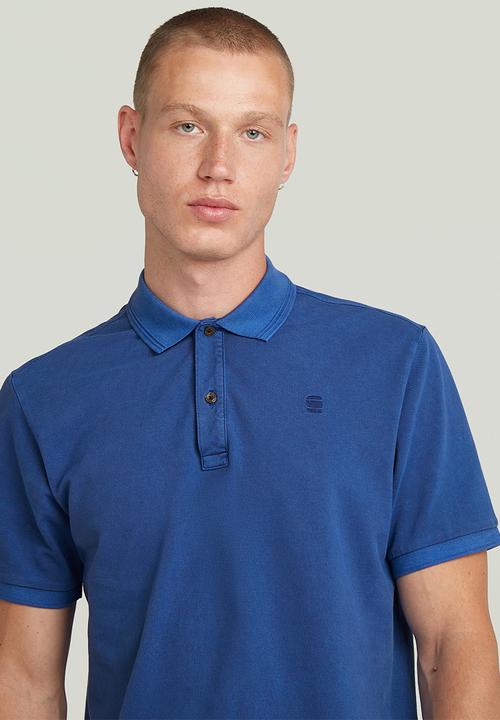 G-STAR - Dunda Overdyed Slim Polo S\S - Racing Blue Gd