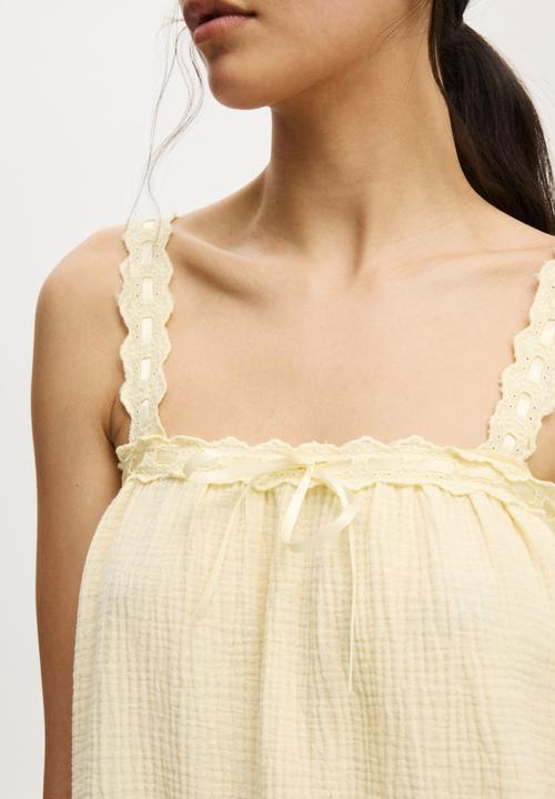 Cotton On - Double cloth woven cami set - lemon icing gingham