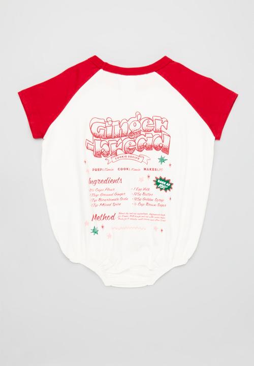 Cotton On - Baby bubbysuit family christmas - varsity red/gingerbread bakery