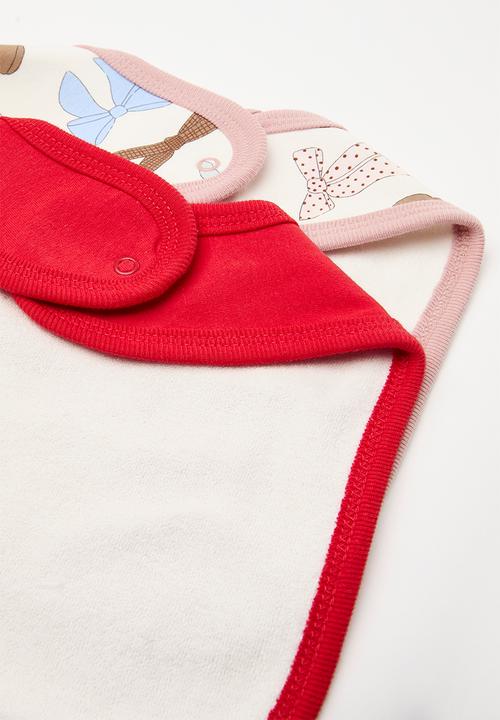 Cotton On - 2 Pack the baby bib - vanilla multi bows/varsity red mamas girl